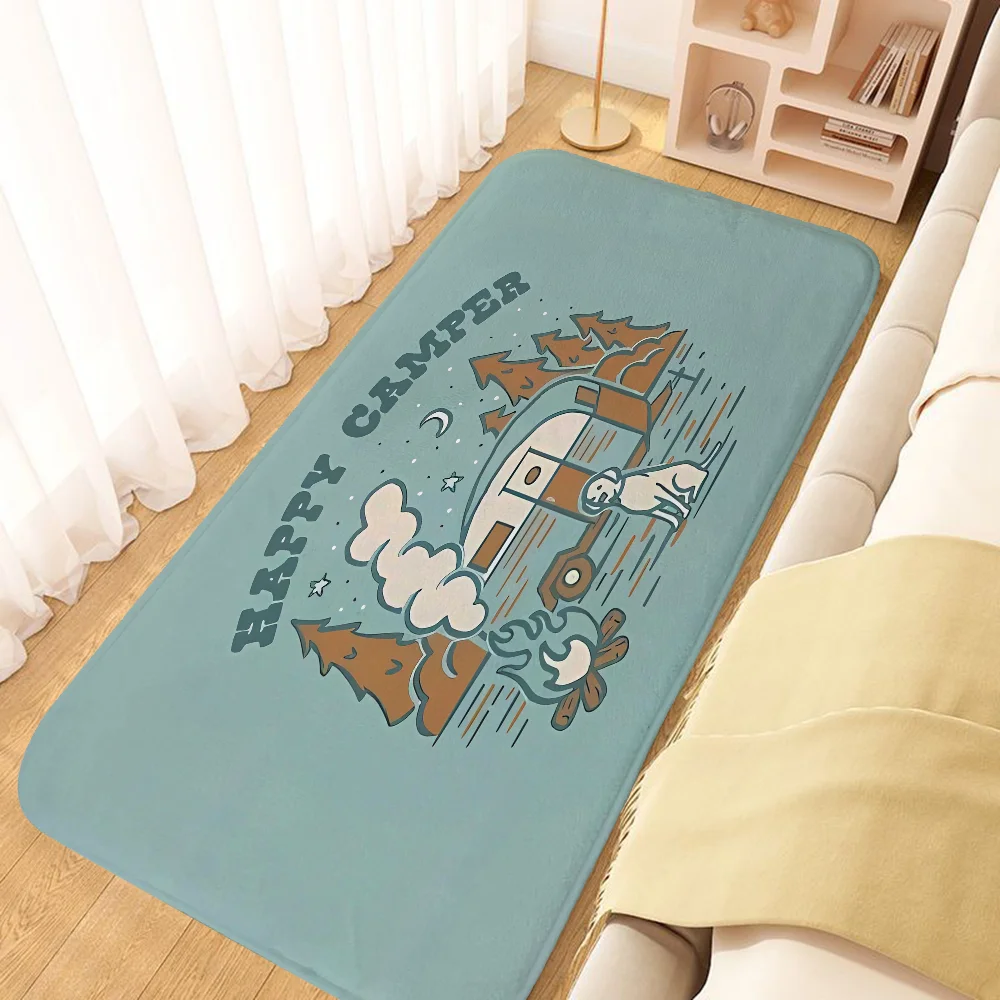 Happy Camper Daisy Home Decoration Non-slip Kitchen Mat Doormat Entrance Door Room Floor Carpet for Bedroom Bathroom Rug Balcony