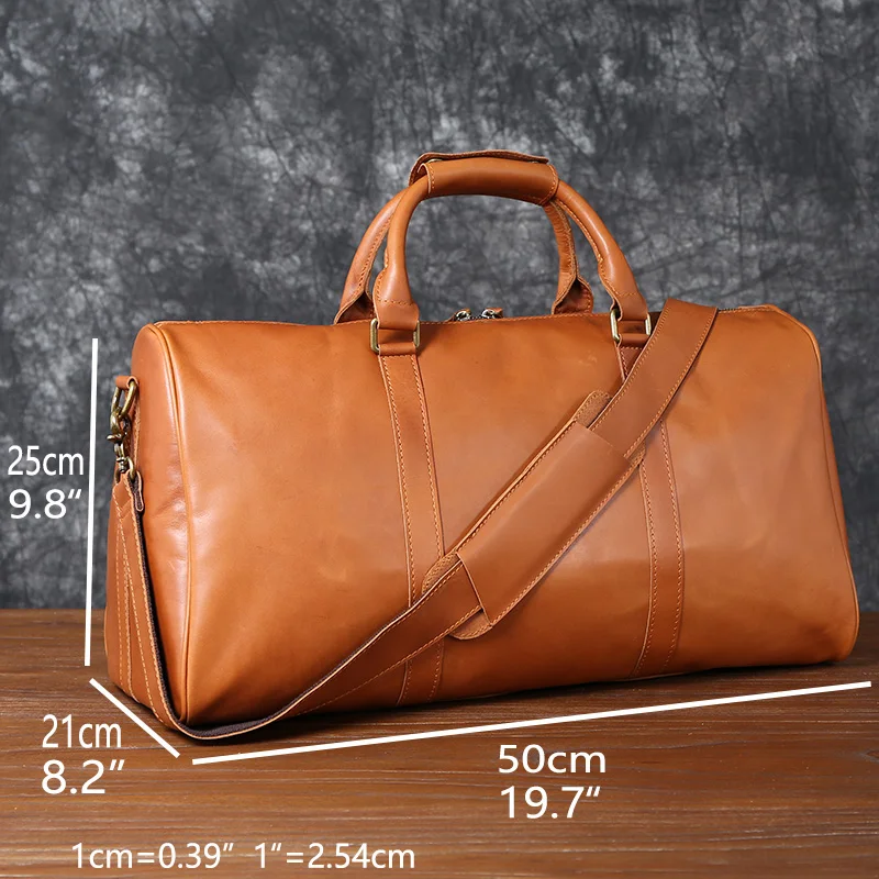 Imported Cowhide Men's Travel Bag Portable Outdoor Camping Leather Large Capacity Boarding Bag Travel Long Distance Duffel Bag