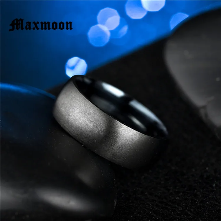 Maxmoon Fashion Black Titanium Ring Men Matte Finished Classic Engagement  Jewelry Rings For Male  Wedding Bands Anillos 2018 view 3
