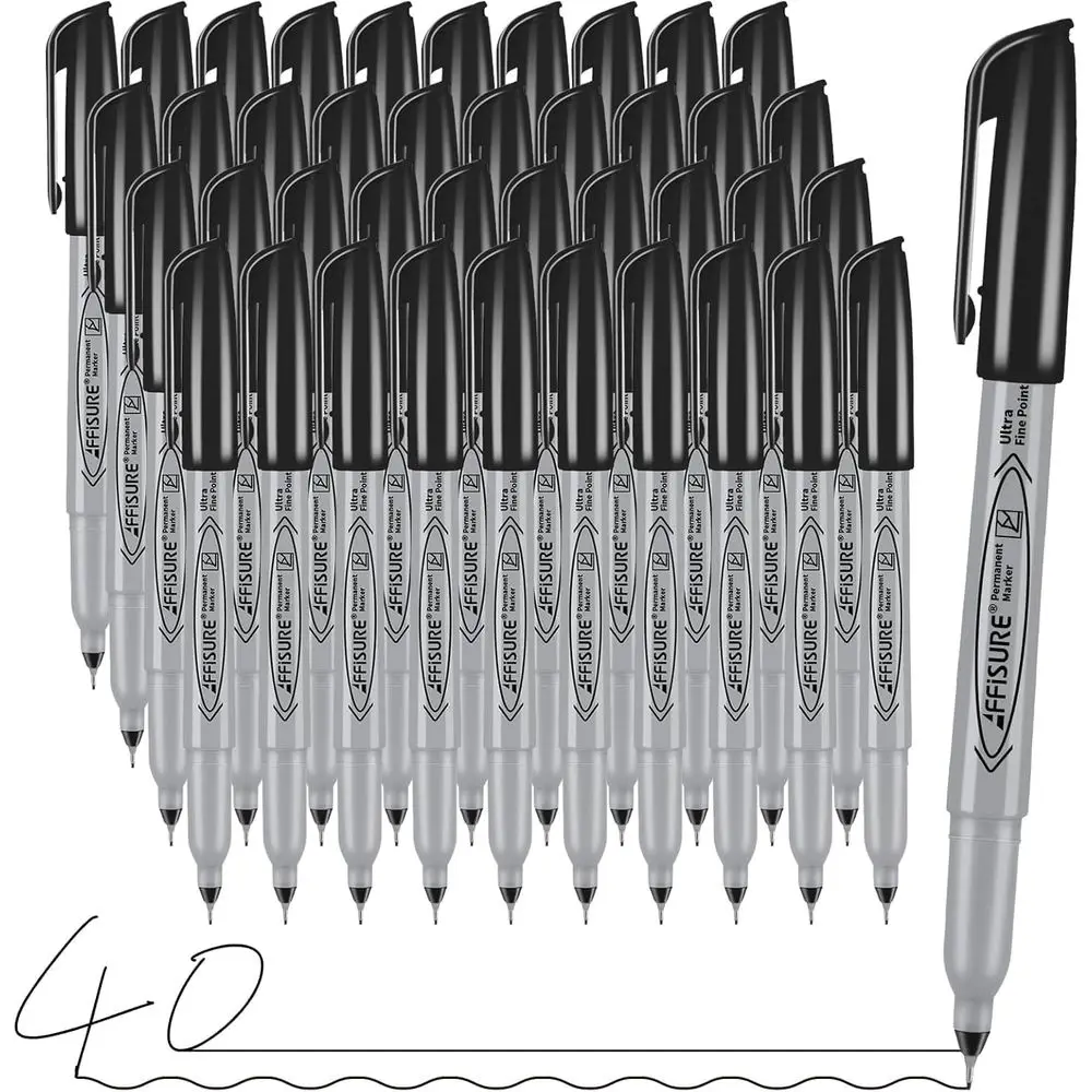 

Fine Point Permanent Markers, 40 Pack, 0.4mm, Quick Dry, Waterproof, Durable, Mark on Various Surfaces