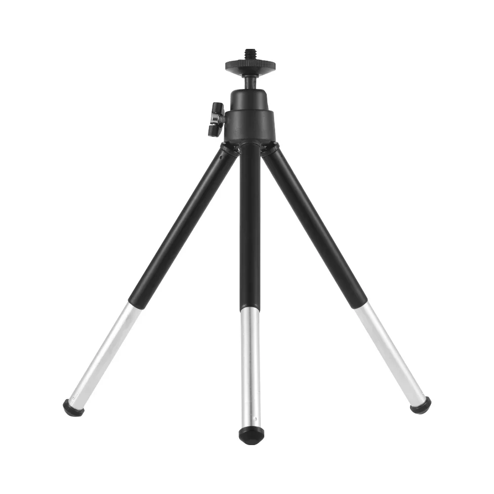 Mini DesktopTripod 2-Section Extendable Tripod Stand Holder 1/4 Inch Screw Mounts for Phone ILDC Max. Load 0.5kg Black