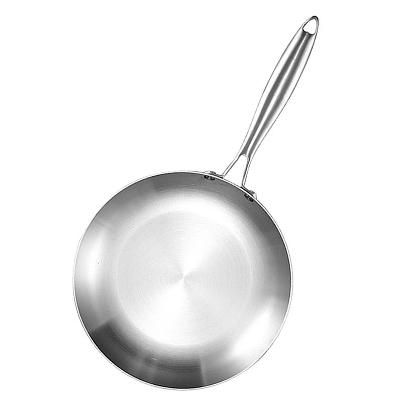 Stainless Steel 3 Ply Frying Pan Wok Pan Cooking Fried Steak Gas Stove Pot Electromagnetic Saucepan Nonstick Pan