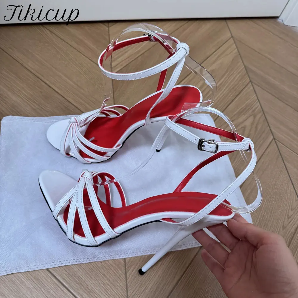 Factory Customized 14cm 16cm Ultra High Stiletto Heels White Open Toe Strappy Sandals Pumps Pole Dance Party Cosplay Nightclub