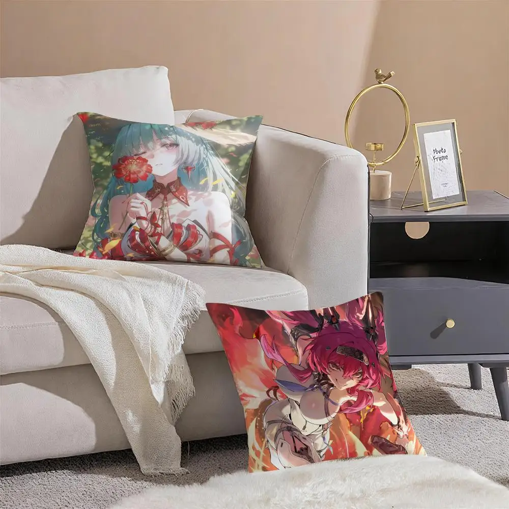 Game Wuthering Waves Cushion Cover Silky Short Plush with Invisible Zipper Dustproof Sofa Pillow Cover for Home Decor