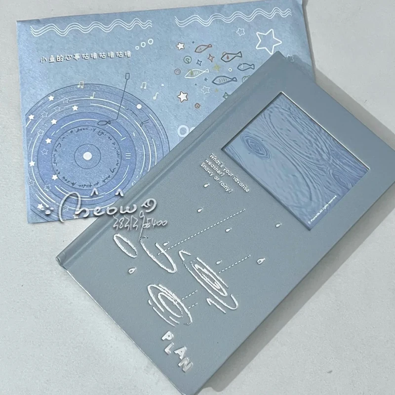 Planwith Premium Satin-Finish Hardcover Notebook Card Window Silver-Foil Details 100gsm Paper Rain Snow Themed Color Inner Pages