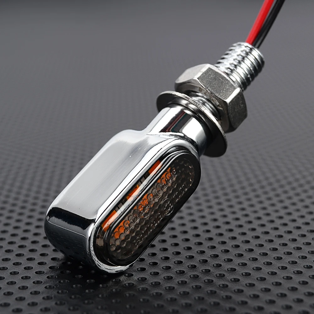 Mini intermitente cromado para motocicleta, luces LED de señal de giro para accesorios de motocicleta Cafe Racer con aprobación E24 Emark, 2 uds.