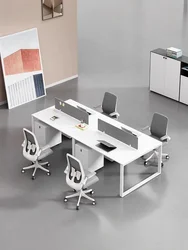 Staff office desk and chair combination simple modern white computer screen workstation