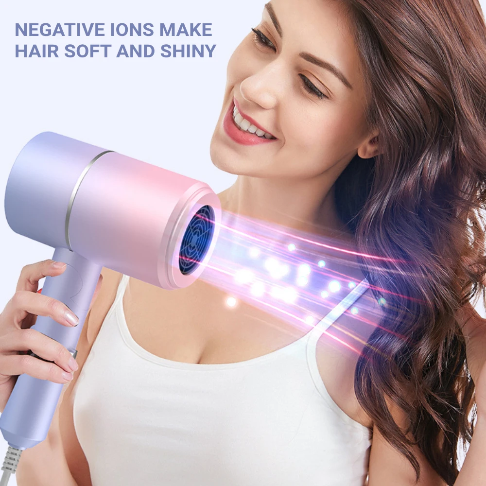 MIni Folding Hairdryer 750W with Nozzle Hot Air Anion Hair Care for Home Travel Hair Dryer Dormitory Blow Drier 220V-240V