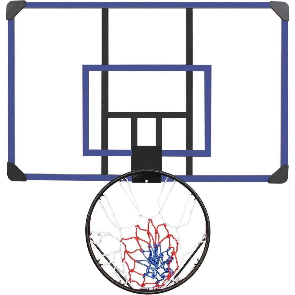 ห่วงบาสเก็ตบอลที่ทนทานทั้งในร่มและกลางแจ้งพร้อมแผ่นหลังขนาด 45x29 นิ้วที่ทนทานต่อการแตกหัก โครงพับได้ และตาข่ายทุกสภาพอากาศ