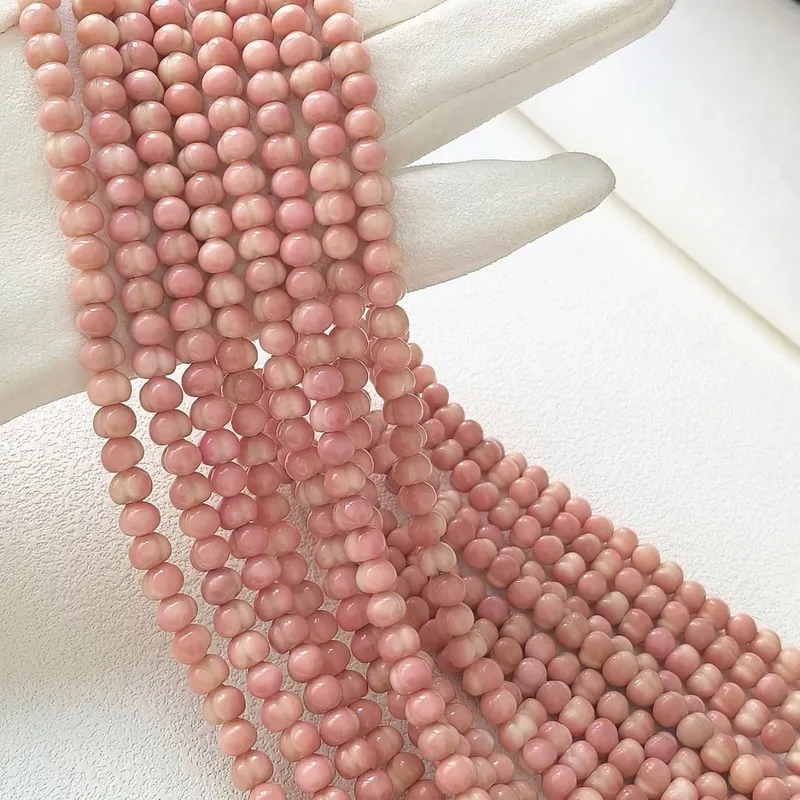 Pink Ridge Peach Bead Chain Fashion Jewelry Single Item 6Mm
