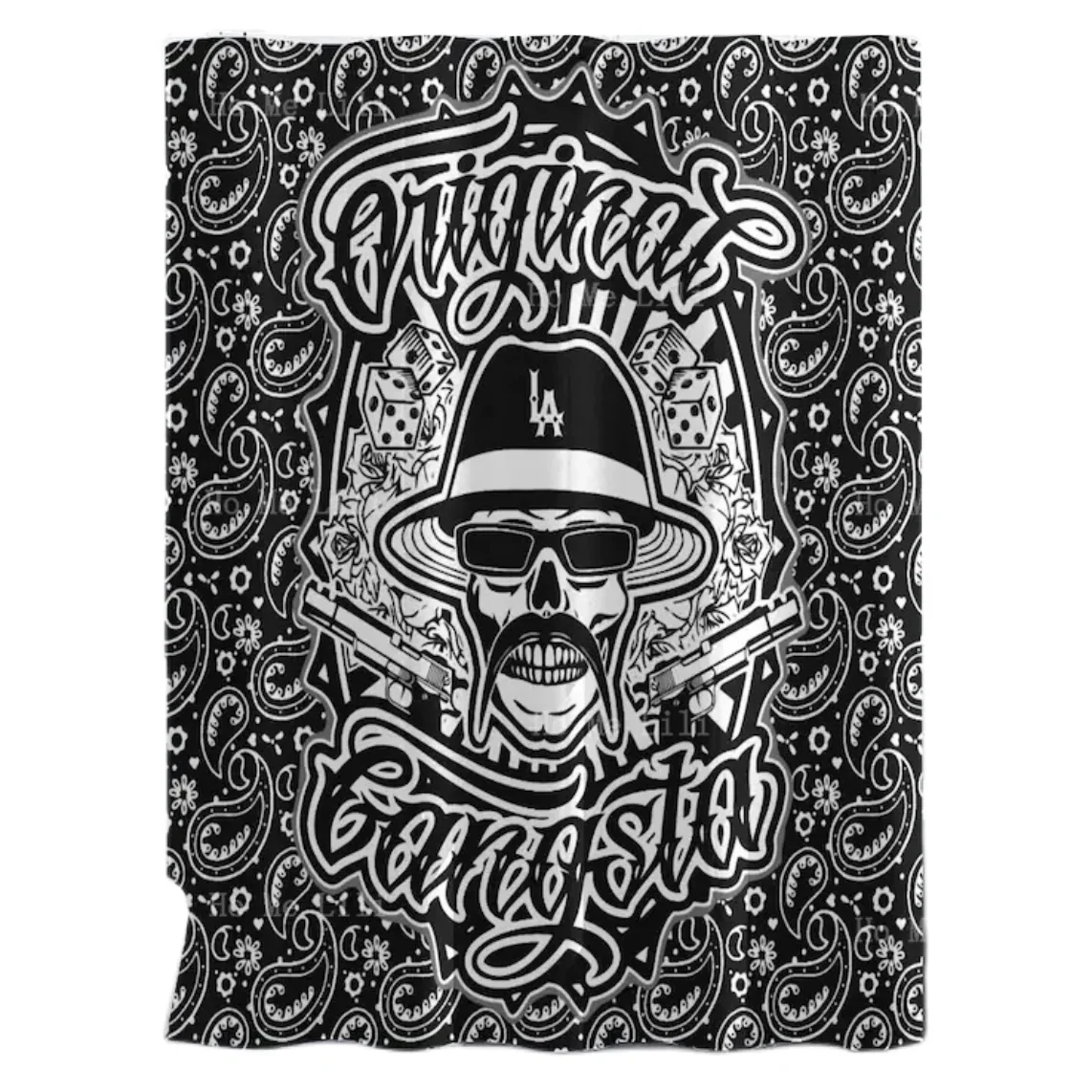 Cortinas de chuveiro Gangsta Chicano Cholo Raider Mexicano estampado em toda parte