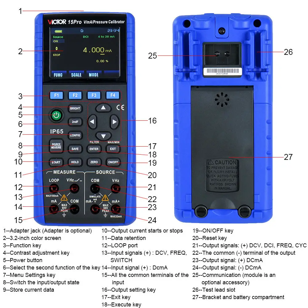 Victor  Multifunction Process Calibrator for DC a DC V  Resistance Thermocouple RTD Frequency Pulse Switch Accuracy of 0.01%