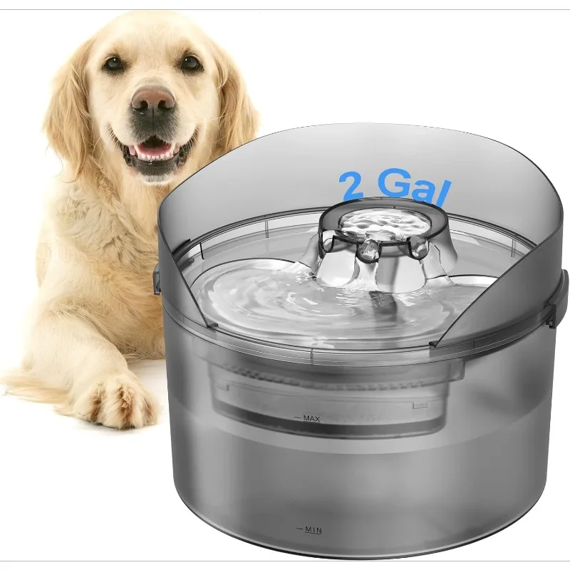 Christmas.home.DF30 Dog Water Fountain, 2 Gallon/270oz/8L  Fountain with Splatter Guard, Cleaning Kit for Large Dogs & Multiple 