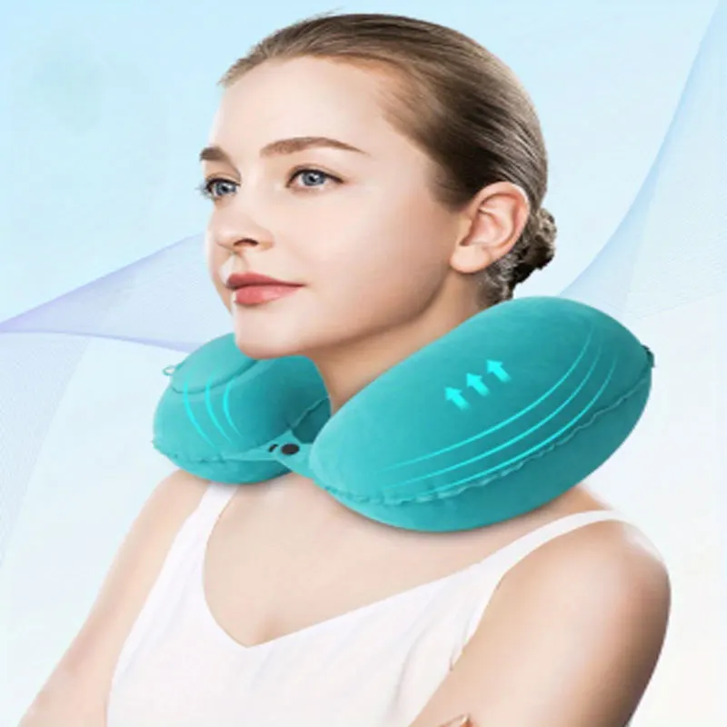 (1pc)Inflatable Pillow Travel TPU Pressed U-shaped Pillow Outdoor Travel Portable Neck Protection Pillow