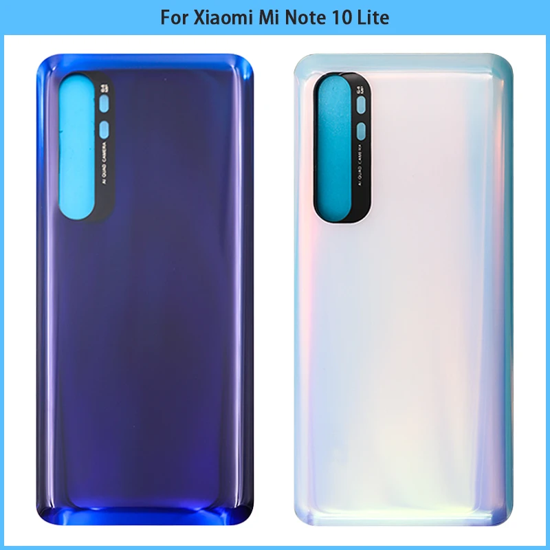 For Xiaomi Note 10 lite battery Back Cover 3D Glass Panel Rear Door Housing Case Adhesive