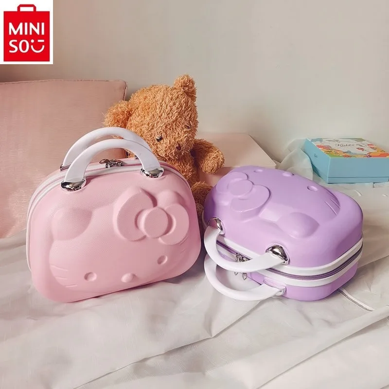 MINISO-Sac à Main de Haute Qualité Style Académique pour Femme, Mignon, Dessin Animé, Hello Kitty, Rangement Multifonctionnel, Bagage de Maquillage