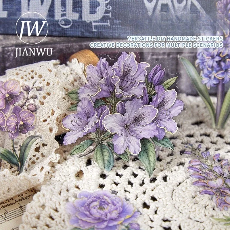 JIANWU Vintage Flower Bloom Bronzing Landscape Material Collage Scrapbooking PET Sticker Creative DIY Journal Stationery view 3