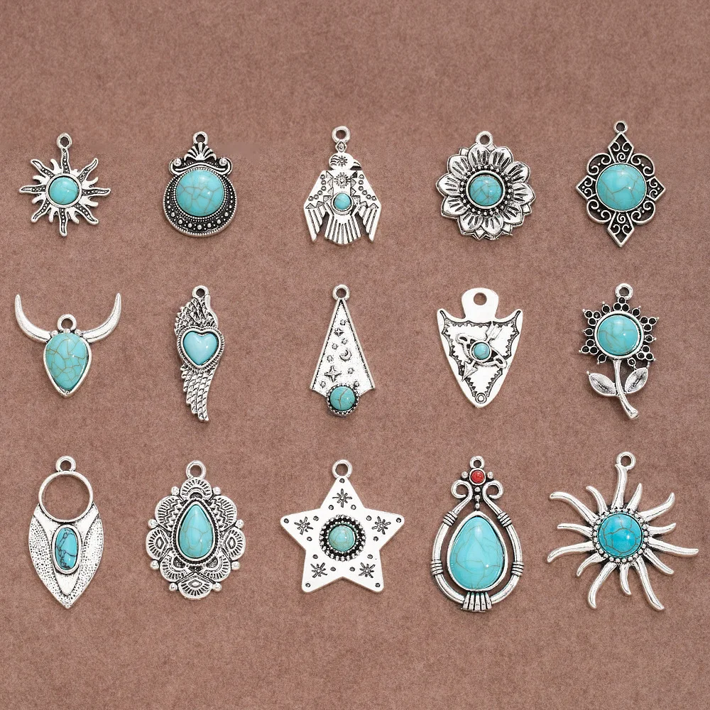 المعلقات الفيروزية الأكثر مبيعًا، وإكسسوارات الأقراط على الطراز العرقي البوهيمي، وإكسسوارات المجوهرات المصنوعة من سبائك الفيروز