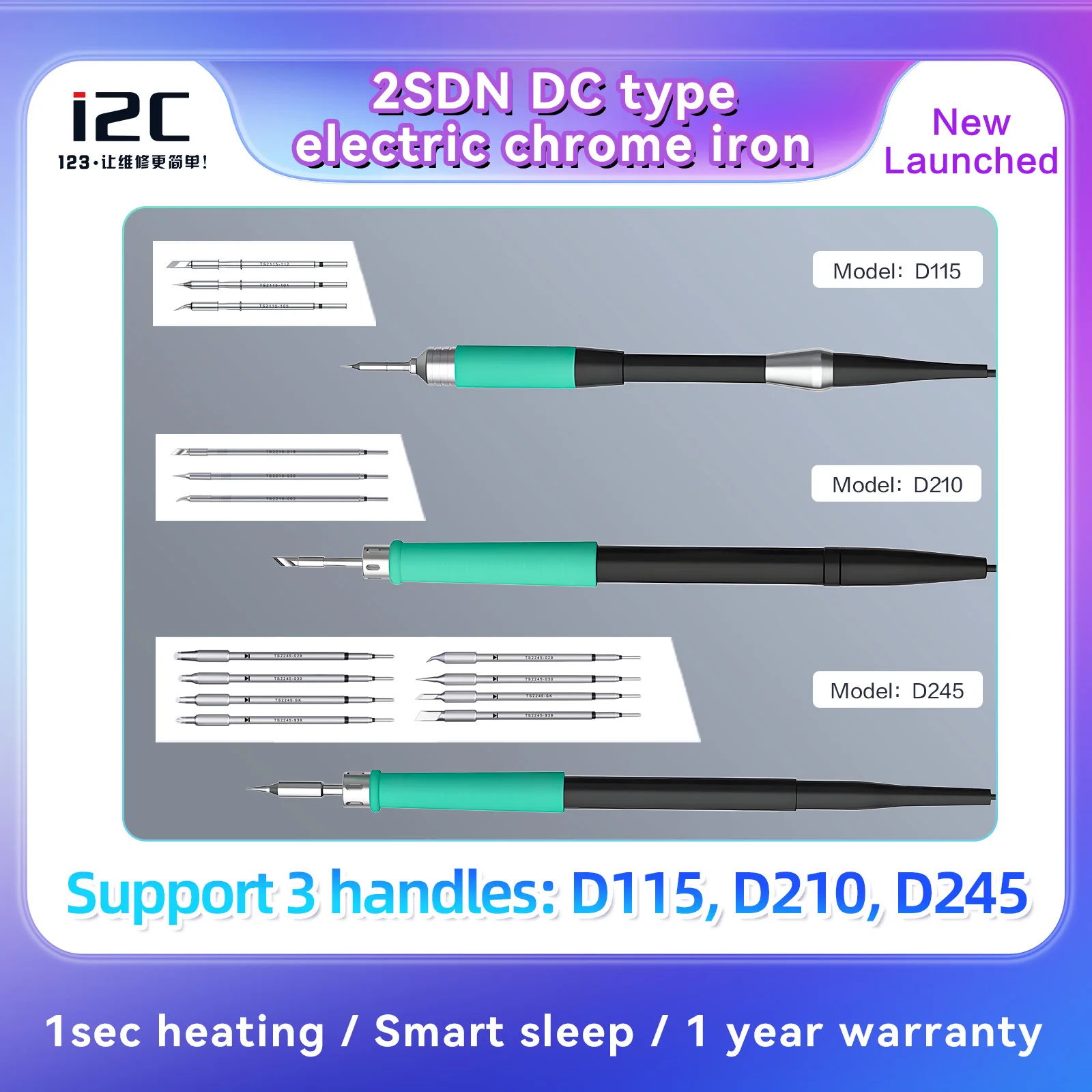 Imagem -04 - Estação de Solda Inteligente I2c 2sdn Adequada com Alça de Solda 210 115 245 Aquecimento Rápido de 180w Ferramenta de Retrabalho de Soldagem com Sono Automático