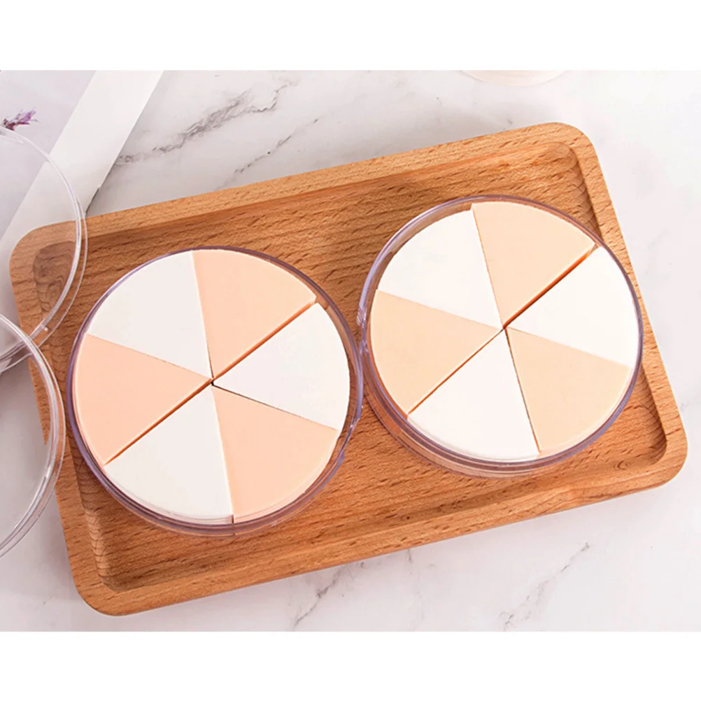 Esponja de seis rebanadas, delicada, no irritante, adecuada para todo tipo de piel, estuche de almacenamiento de cosméticos líquidos en polvo, esponja de maquillaje
