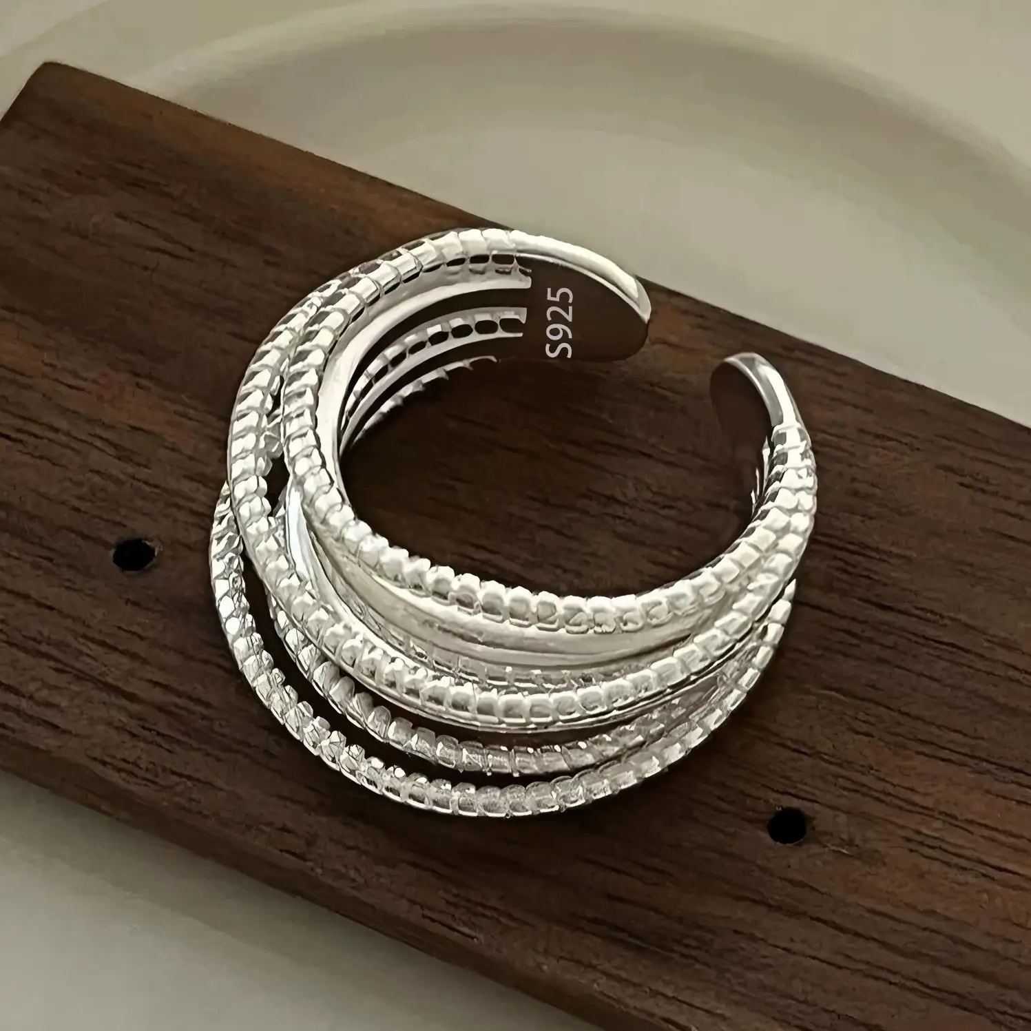 925 Sterling Zilveren Ketting Knoop Ring Voor Vrouwen Wrap Brede Band Rock Geometrie Punk Sieraden Gift Groothandel Dropshipping