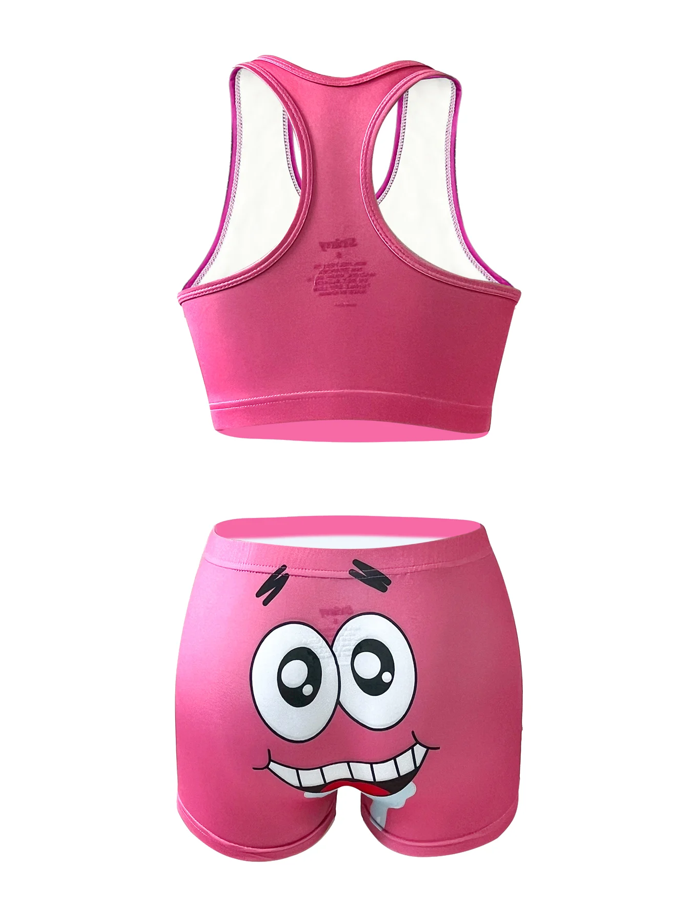 XMONSTERX Patrick Star Design Outfit Zestaw szortów Damski biustonosz i bokserki Klub Spandex Kombinezony bez rękawów Damski sportowy dwuczęściowy