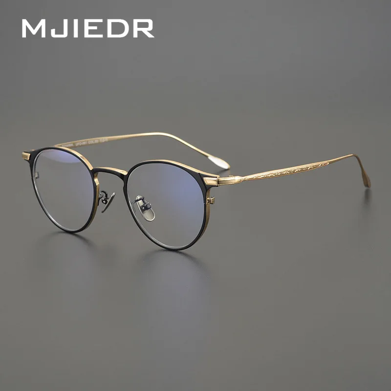 Top Quality Handmade Titanium Prescription Glasses Frames Men Women Luxury Retro Carving Eyeglass Frame Oval Eyewear