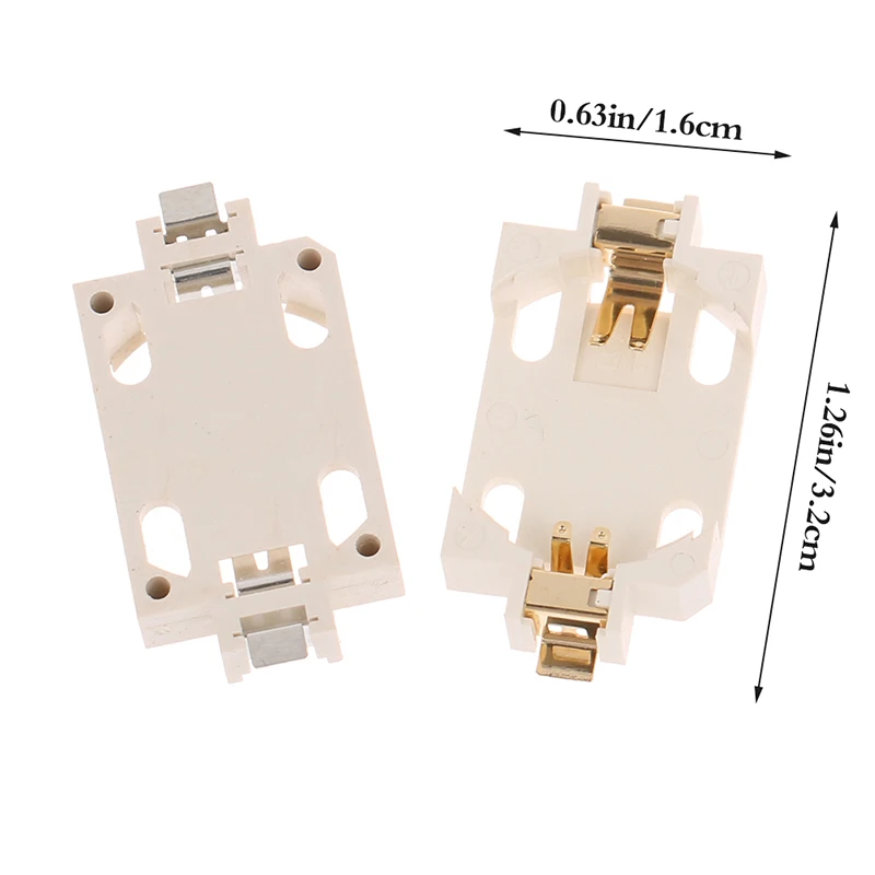10Pcs White Housing Gold-Plated Tin-Plated Button Battery Holder For CR2032 Cr2025 Bs-6 SMD Button Battery Holder Socket Cases