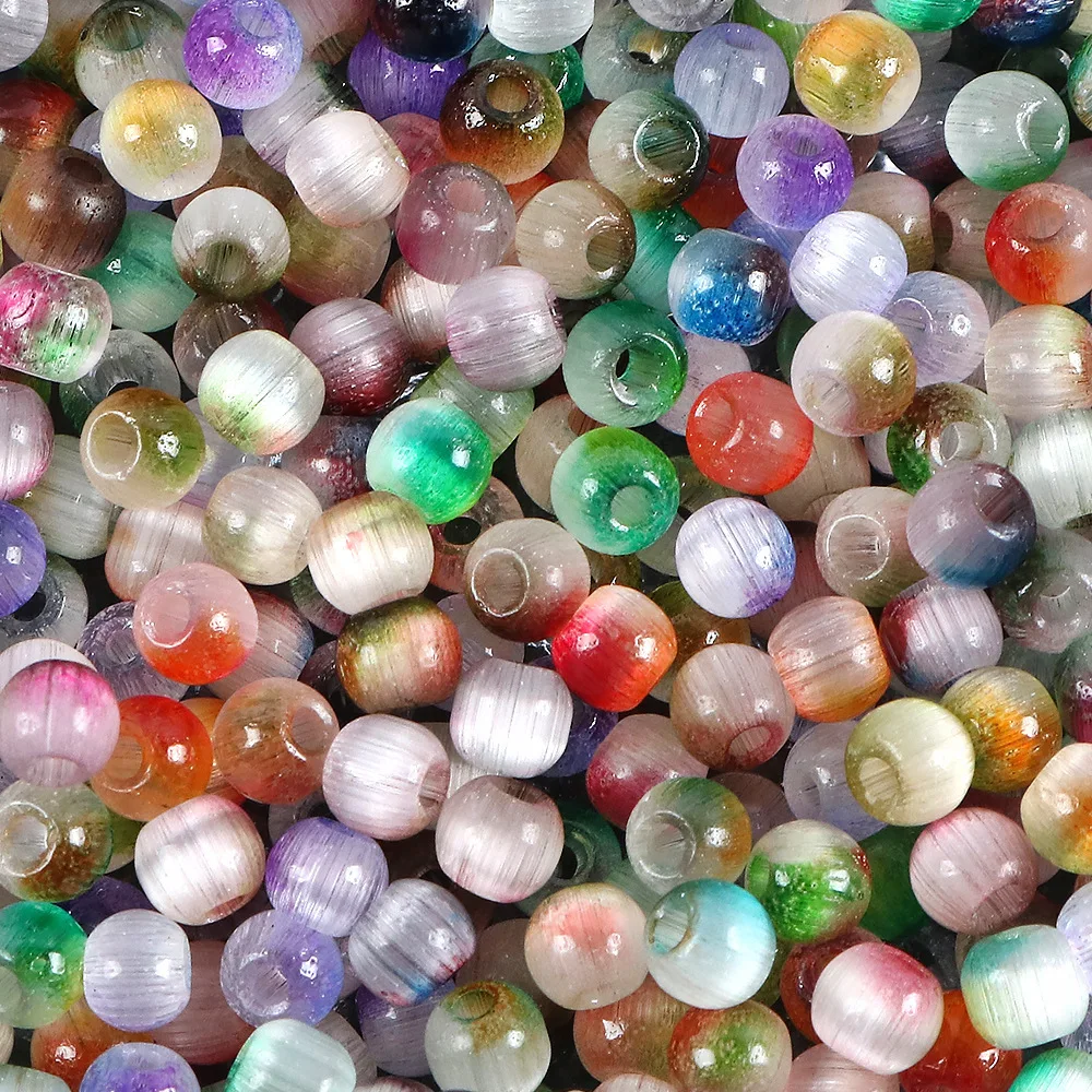 120 Piezas de Cuentas Espaciadoras de Cristal de Colores, Diámetro de 4 mm, Cuentas Redondas Sueltas para Hacer Pulseras, Accesorios de Joyería