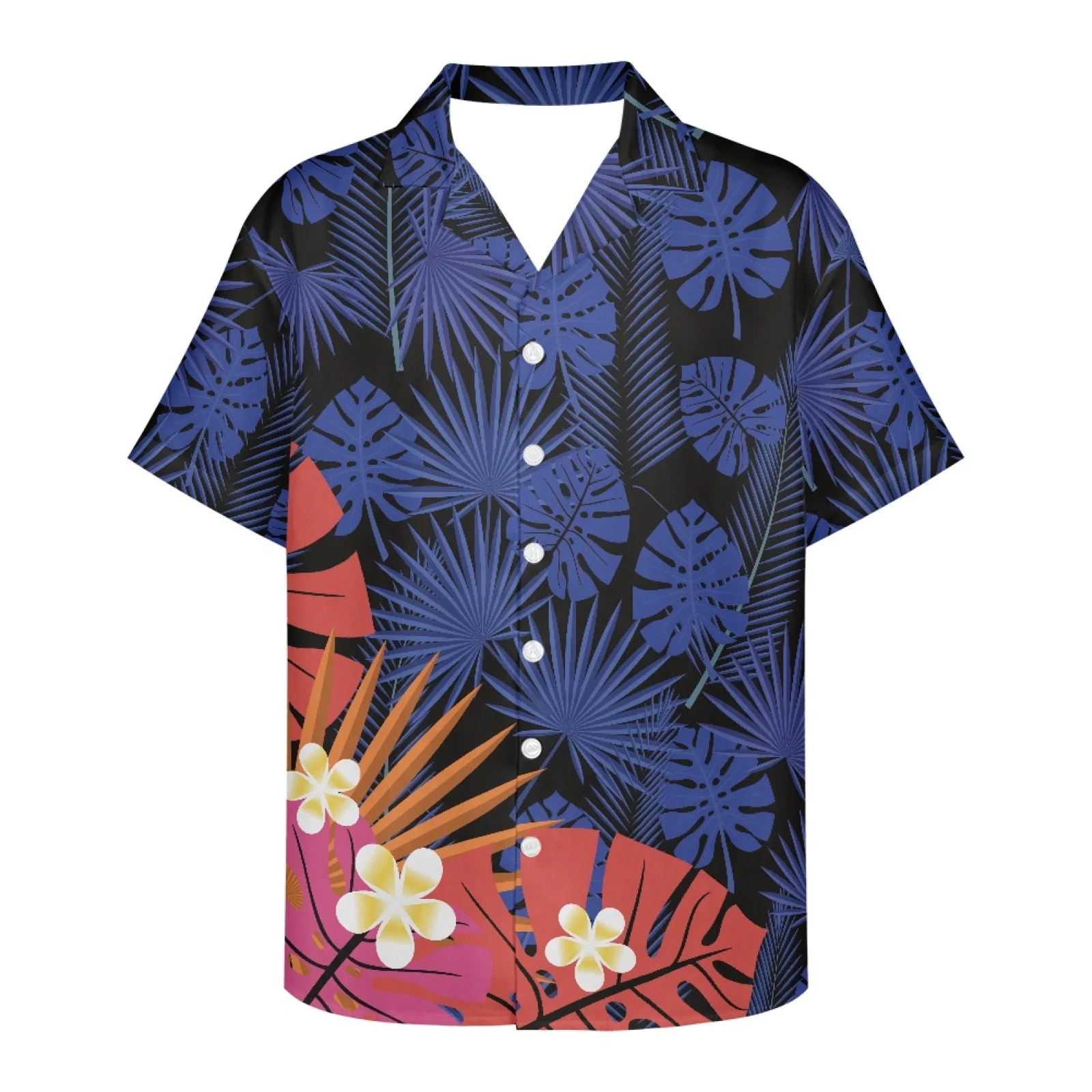 

2023 Summer Loose Men's Shirts Short-Sleeved V Neck Men's Shirts Free Shipping Polynesia Hibiscus Print Mens Designer Clothes
