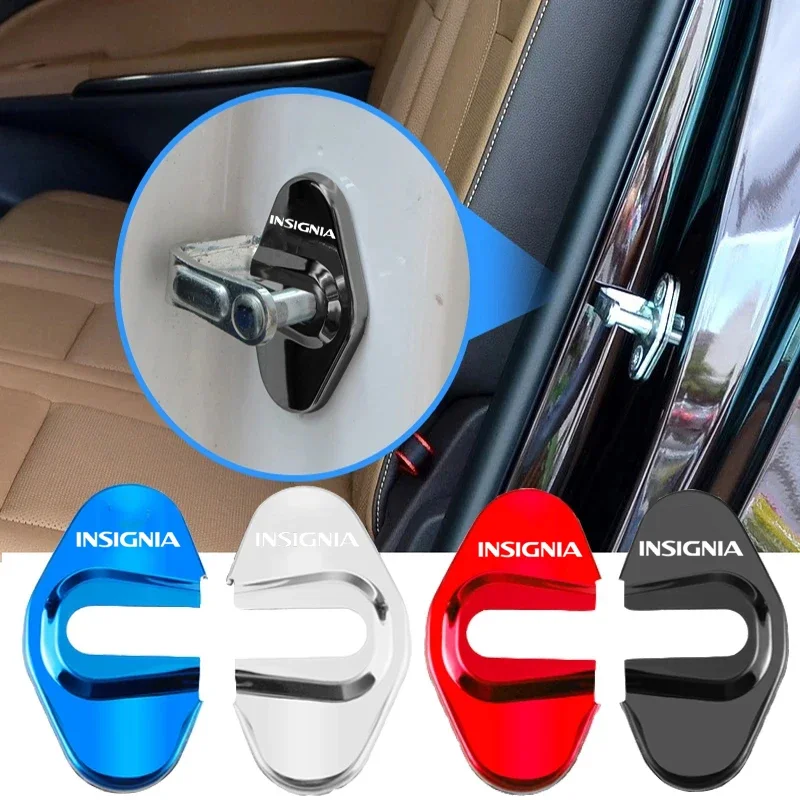 4Pcs Car Door Lock Covers for OPEL INSIGNIA Logo 2023 Movano VXR Grandland Auto Door Locker Cover Protector Stickers Accessories