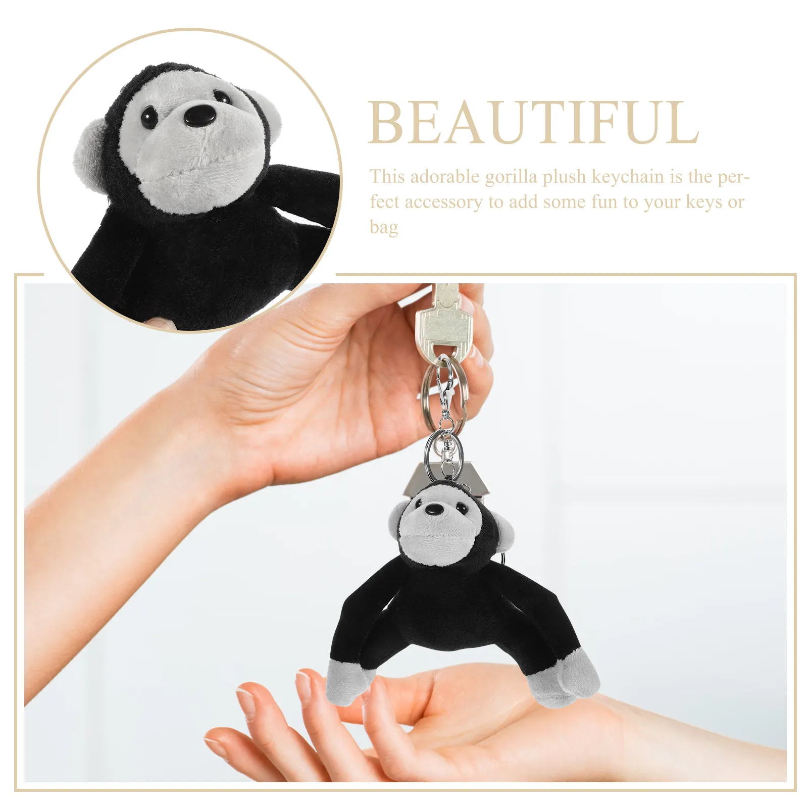 Gorilla Stuffed Animal Keychain Soft Material Cute Keychain for Bag Backpack Car Decorative Key Ornament Animal Keychains