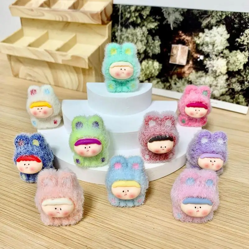 Cartoon Character Figurines Flocking Figurine Decor Cartoon Character Creative Tabletop Small Figures For Fans And Collectors