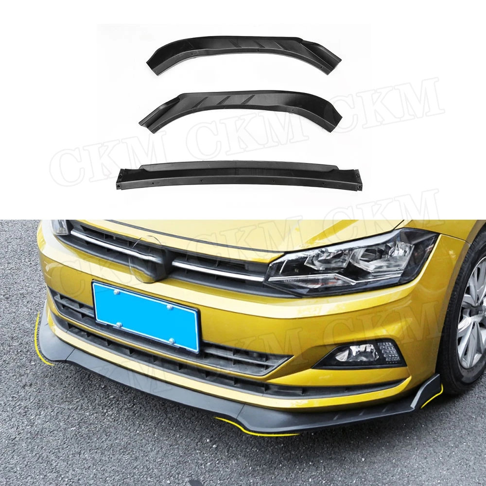 

CKMUUER ABS передний спойлер на подбородок для Volkswagen VW Polo Plus Hatchback 2019, бампер, фартуки для предотвращения столкновений, лопата, автомобильный Стайлинг
