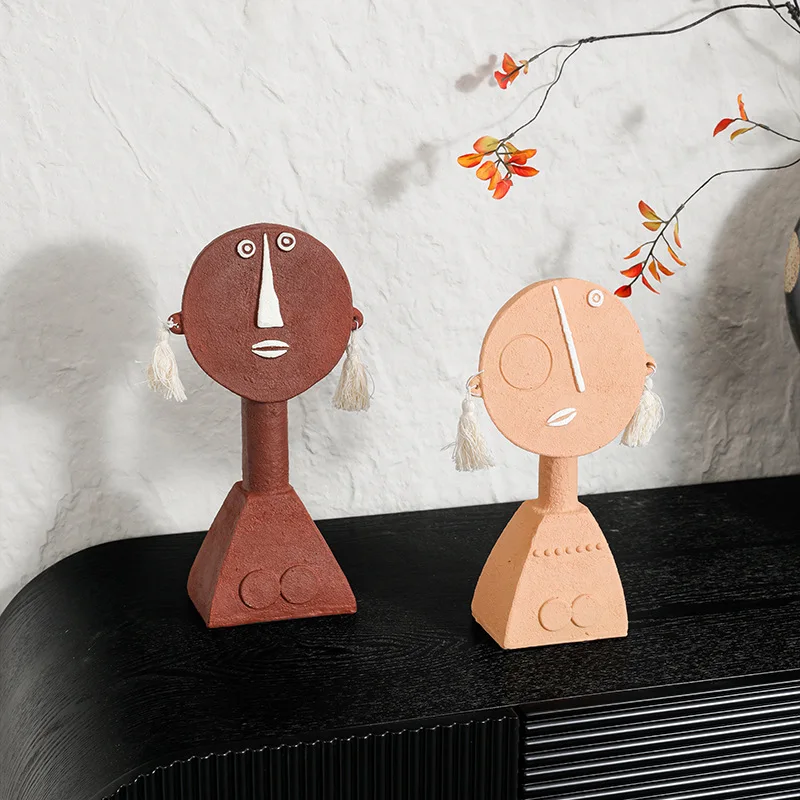 Wabi Sand Abstract Earrings Human Ornament Model House B & B Living Room TV Cabinet Home Ornament