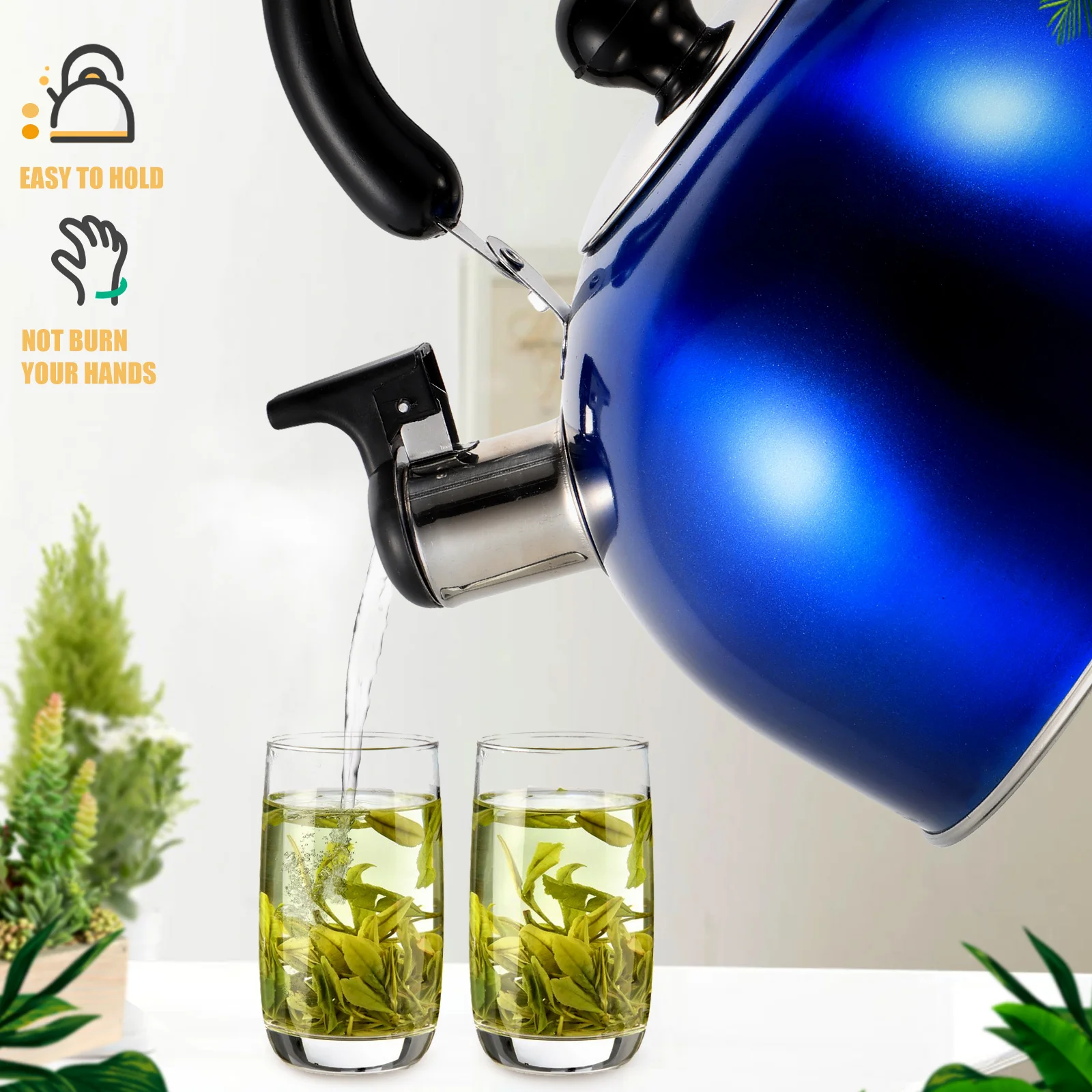 

Stainless Steel Whistling Hot Water Pot With Handle Anti-Scald Easy Clean Large Mouth Boiling Kettle For Home Kitchen
