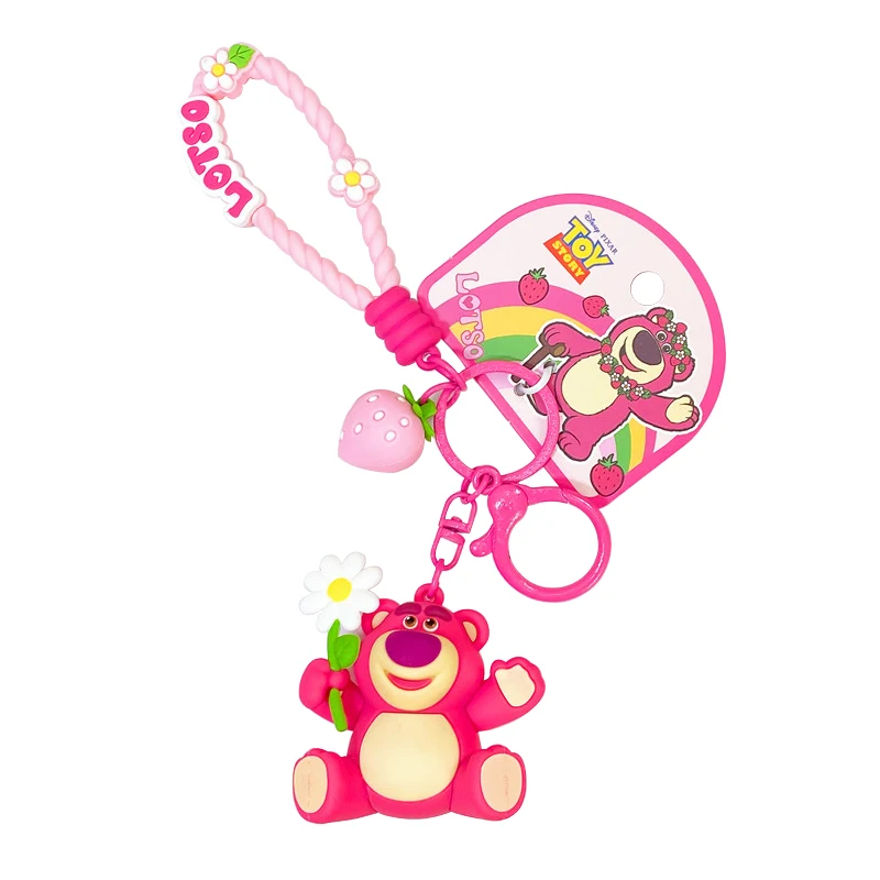 Authentic Toy Story Strawberry Bear Doll Keychain Couple's Bag Pendant Toy Collectible Figures Animation Derivative Products