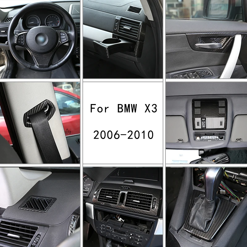 Car Styling ABS Carbon Fiber Car Interior Modification Stickers Full Set Of Interior For BMW X3 E83 2006-2010 Car Accessories