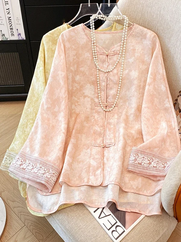 Ele الصينية Sle المطرزة Ogees لينة Sle طويلة Sve فضفاضة تناسب جولة Ne ملابس خارجية Gentlewomen Faion الأعلى