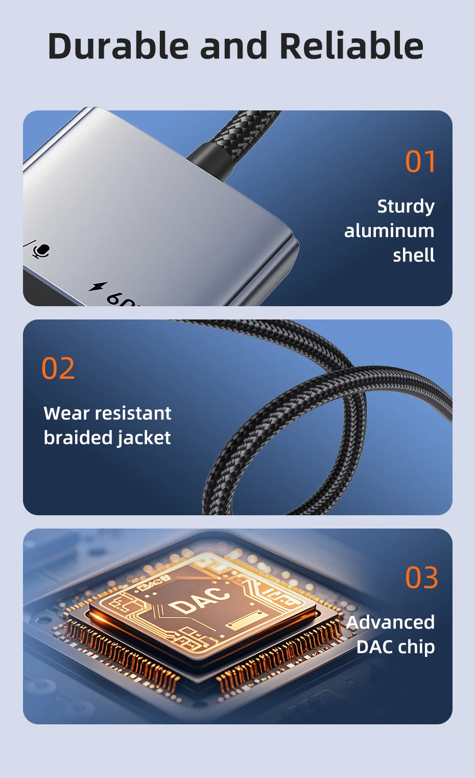 CABLETIME USB-C auf 3,5-mm-Audio-Adapter USB-C Kopfhörer 2-in-1 PD 60W Typ-C auf 3,5-mm-Klinkenadapter Hi-Fi für iPhone Xiaomi – Detail 8