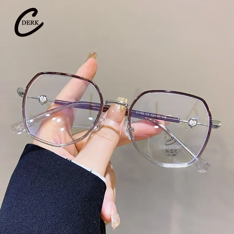 Polygonal Women Large Frame Myopia Glasses Green Fashion Korean Version No Makeup Anti Blue Light Color Changing Eyeglass Frames