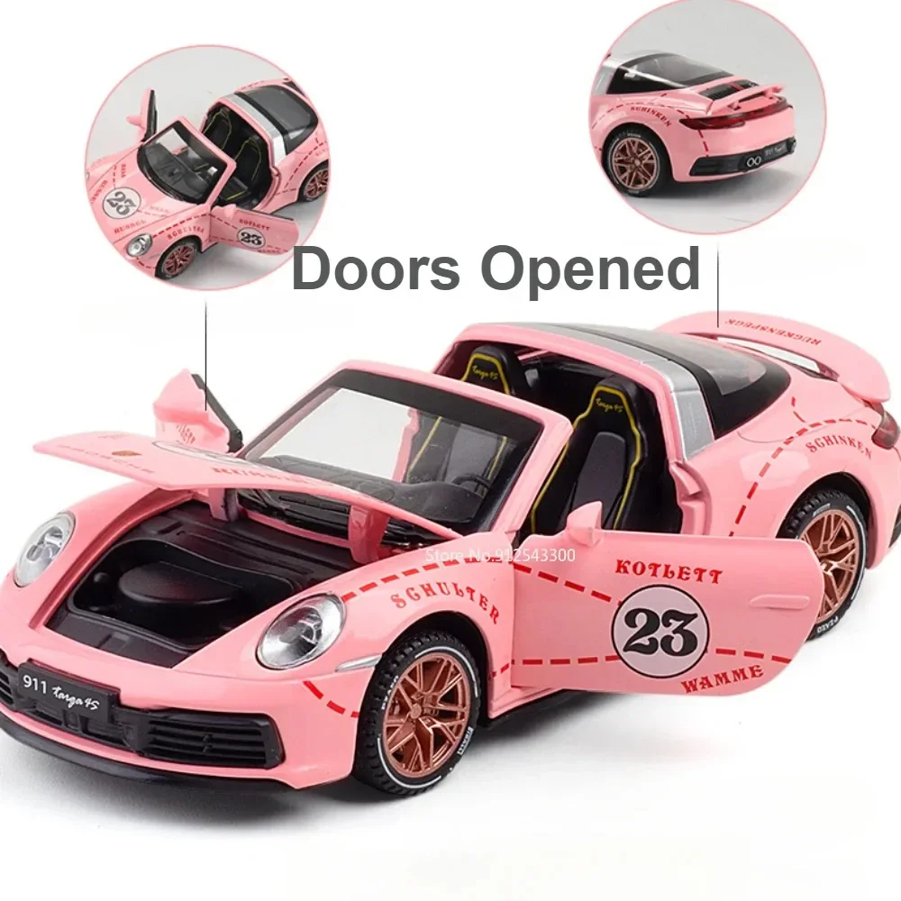 1:32 911 GT3 RSR Targa 4S Sports Car Toy Model Metal Diecast Music Light Pull Back Racing Vehicles Toys Boys Ornaments Models