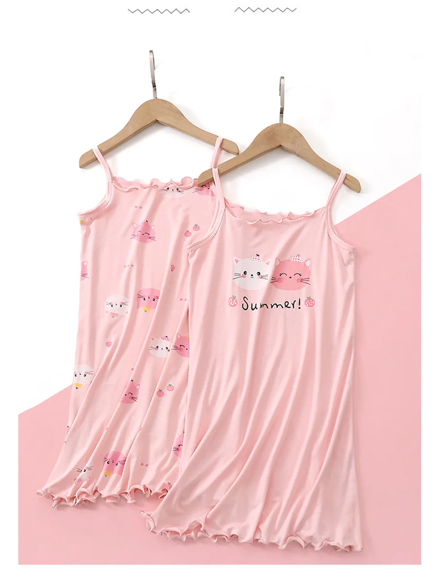 Summer Sleeveless Nightdress Baby Pajama Cartoon Home Clothes for Children 2-15 Years Old New Delivery 100-170 Size