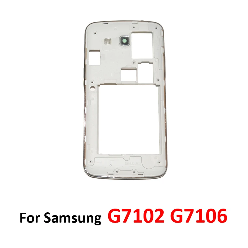 Pop habitação do telefone moldura intermediária para samsung galaxy grand 2 duos g7102 g7106 novo chassi com botão de volume de energia lente