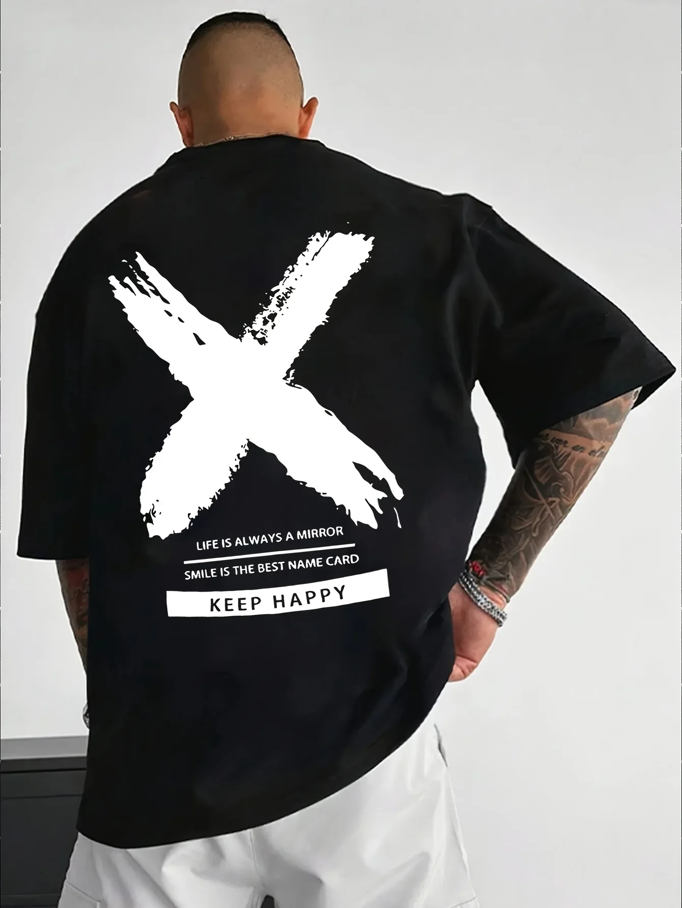 Stylish 100% Cotton Mens T-shirt Featuring Brushstroke X Graphic 