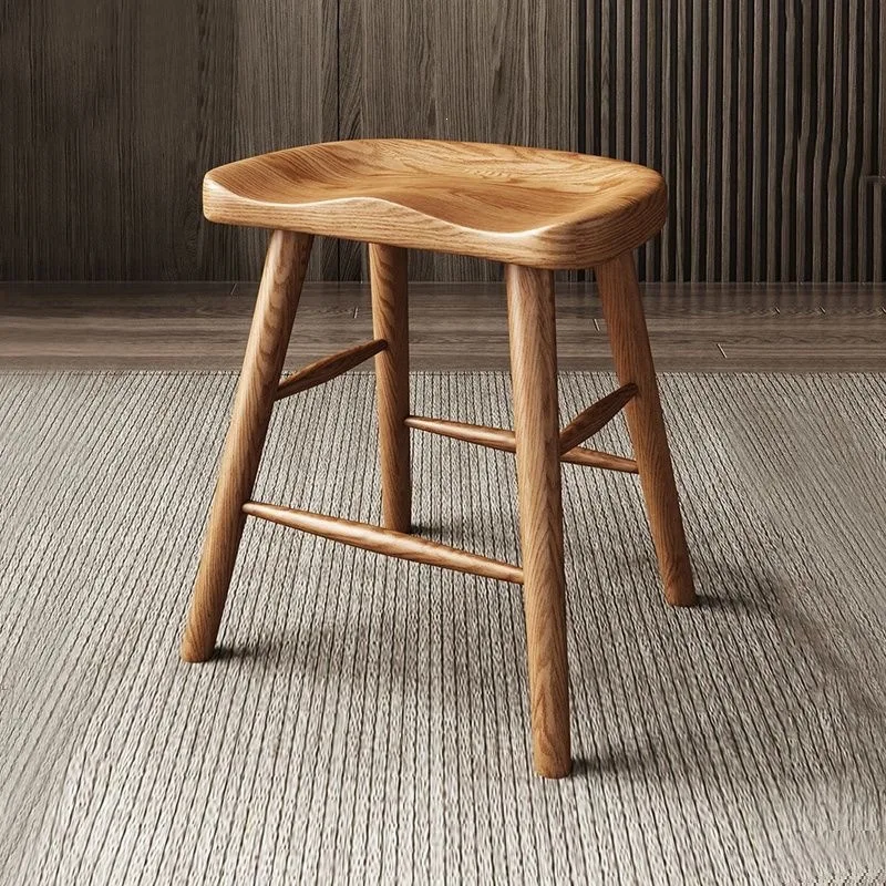 Nordic Solid Wood Bar Stool, Multi-Use High Chair for Home Vanity, Shoe Bench, Cafe Seat