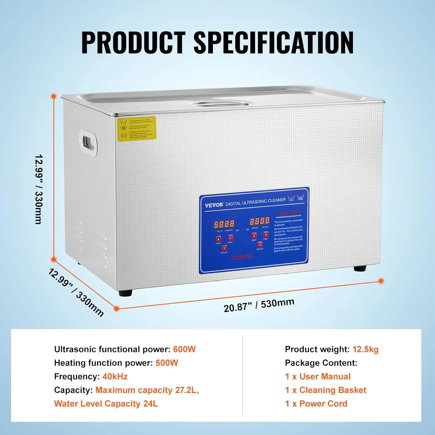 30L Industrial Ultrasonic Cleaner with Digital Timer&Heater 40kHz Professional Large Ultrasonic Cleaner Total 1100W for Wrench T