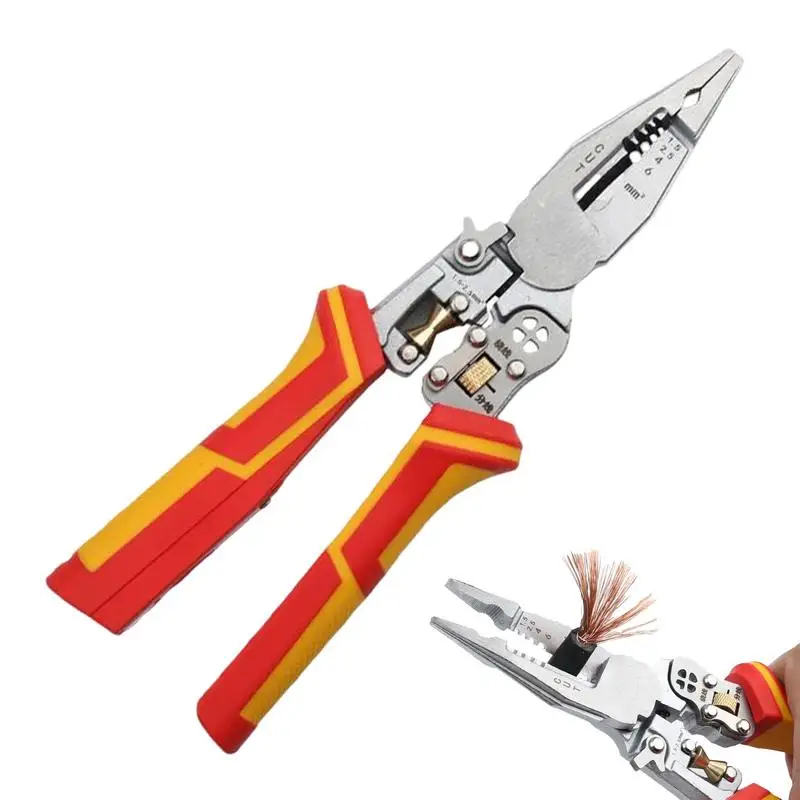 Elektrikli tel pense çok fonksiyonlu kablo kıvırıcı çekme aracı elektrik ölçümü ile tel makas sıyırma sarma için