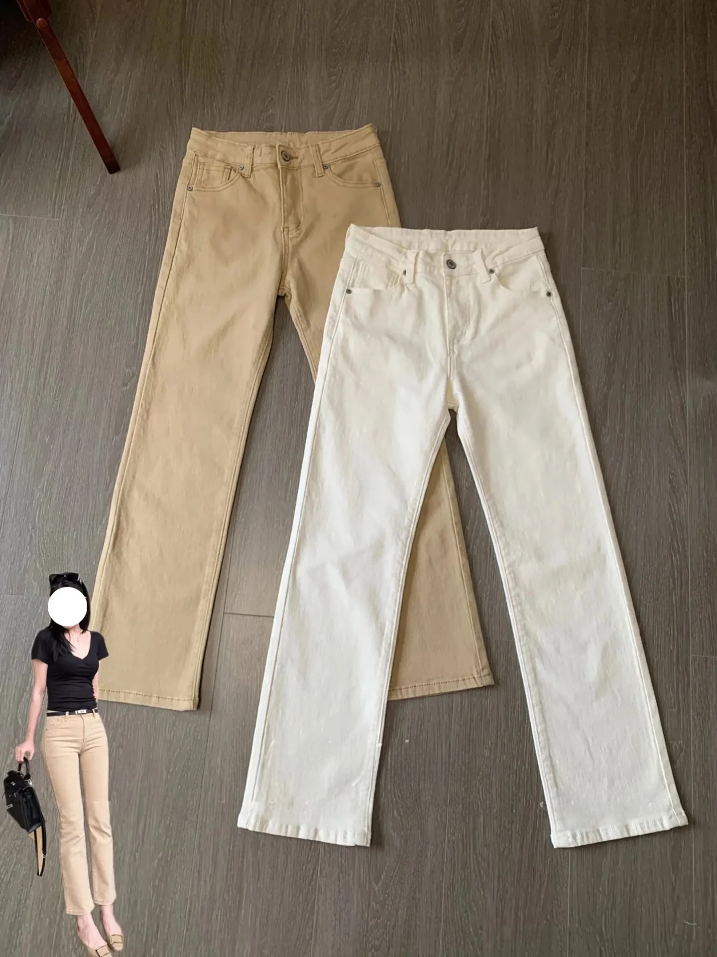 

High Waist Straight Leg Jeans Women's Slimming Enhancing Cotton Stretch Denim Nine Point Smoke Tube Pants Tummy Control Bootcut