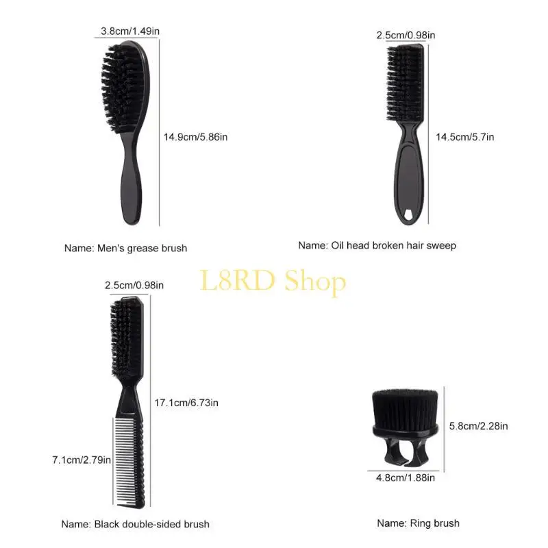 

L8RD 4 Pcs Man Beard Brush Hair Styling Brush Grease Brush Beard Cleaning Brush